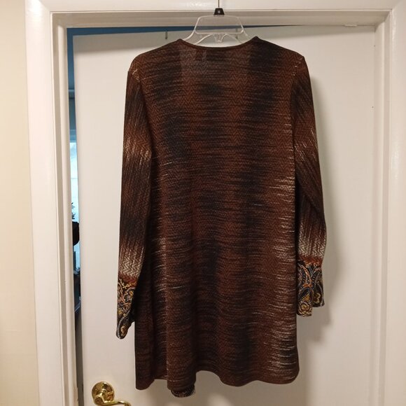 Susan Graver Stretch Textured Knit Long Sleeve Open Front Cardigan Jacket Sz L - Picture 5 of 9